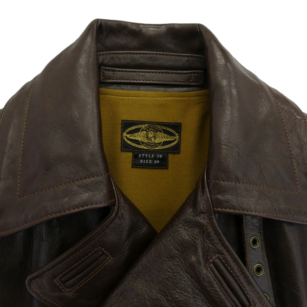 The REAL McCOY'S ザリアルマッコイズ HORSEHIDE WWI AVIATOR COAT ホースハイド アヴィエイター ミリタリー コート ブラウン系 36【中古】 - Image 3