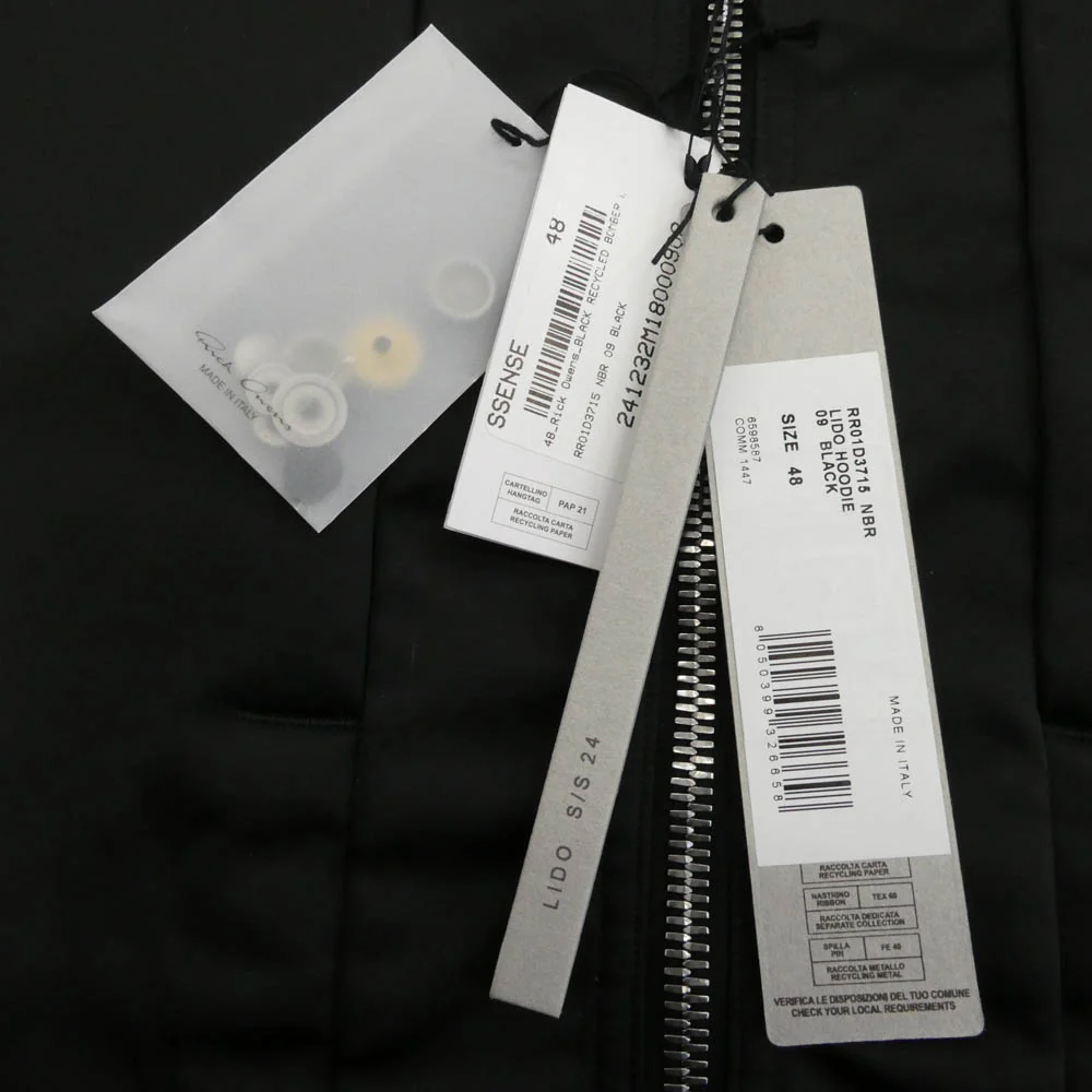 Rick Owens リックオウエンス 24SS RR01D3715-NBR LIDO期 Lido hooded zip-up jacket リド フーデッド ジップアップ ジャケット ブラック系 48【中古】 - Image 6