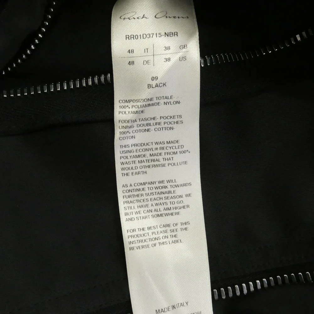 Rick Owens リックオウエンス 24SS RR01D3715-NBR LIDO期 Lido hooded zip-up jacket リド フーデッド ジップアップ ジャケット ブラック系 48【中古】 - Image 7