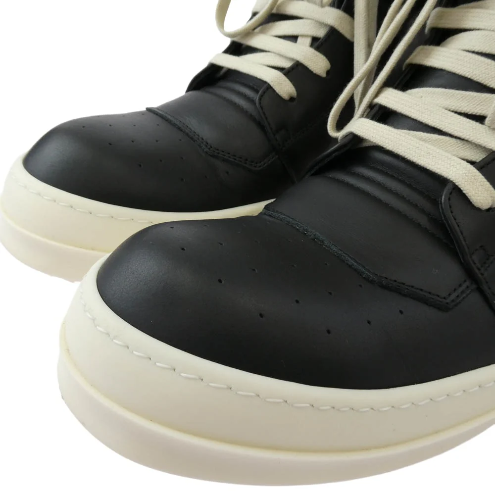 Rick Owens リックオウエンス RU01F2894 GEO BASKET ジオバスケット レザー ハイカット スニーカー ブラック系 ホワイト系 43【美品】【中古】 - Image 4