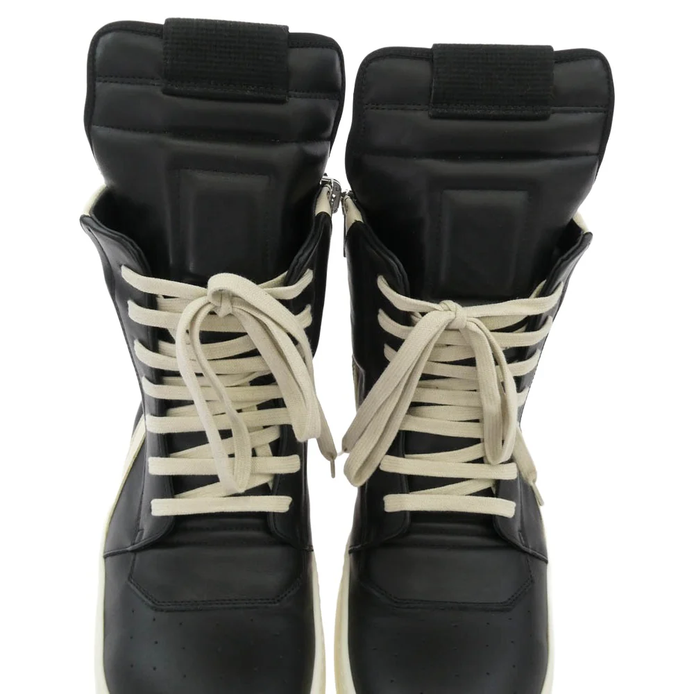 Rick Owens リックオウエンス RU01F2894 GEO BASKET ジオバスケット レザー ハイカット スニーカー ブラック系 ホワイト系 43【美品】【中古】 - Image 5