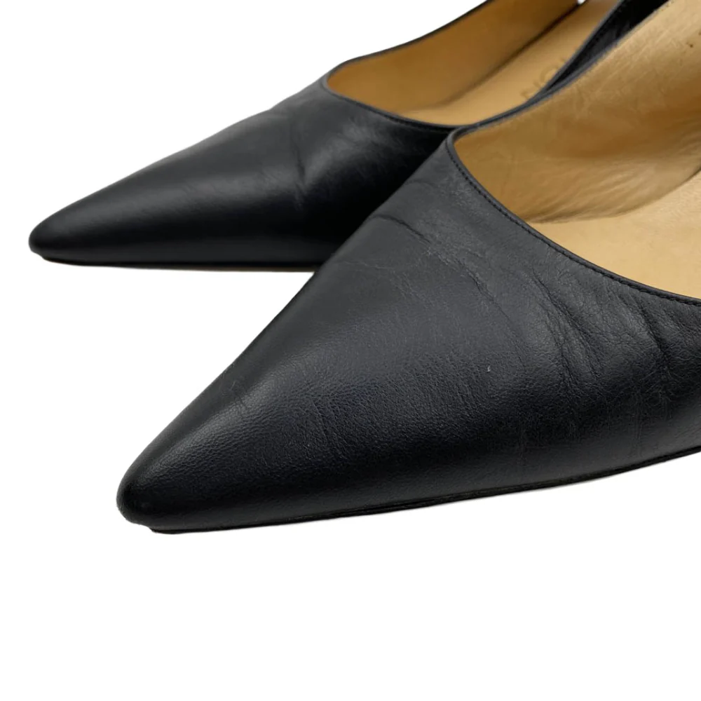 LOUIS VUITTON ルイ・ヴィトン レザー パンプス バック ストラップ ヒール 靴 シューズ ブラック系 38.5【中古】 - Image 4