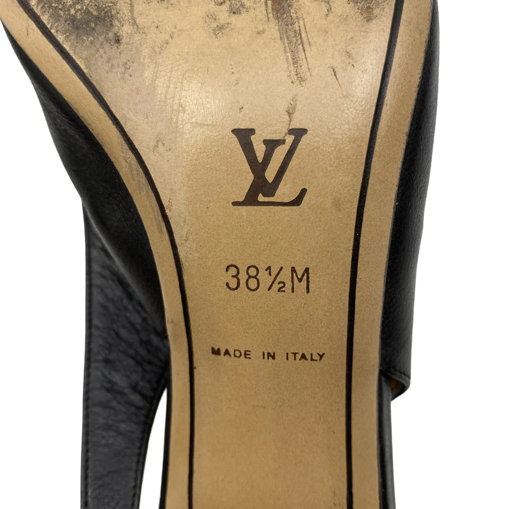 LOUIS VUITTON ルイ・ヴィトン レザー パンプス バック ストラップ ヒール 靴 シューズ ブラック系 38.5【中古】 - Image 7