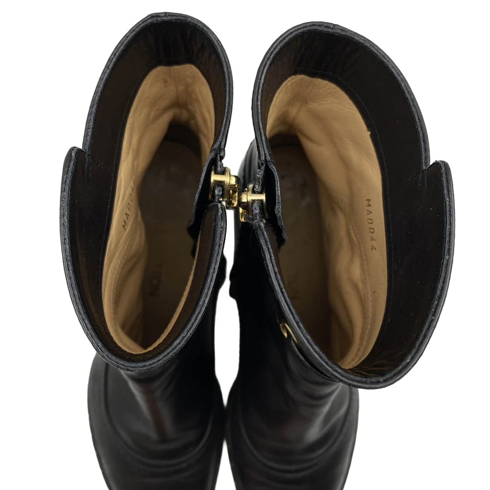 LOUIS VUITTON ルイ・ヴィトン レザー サイドジップ ヒールブーツ ショートブーツ 靴 シューズ ブラック系 39【中古】 - Image 5