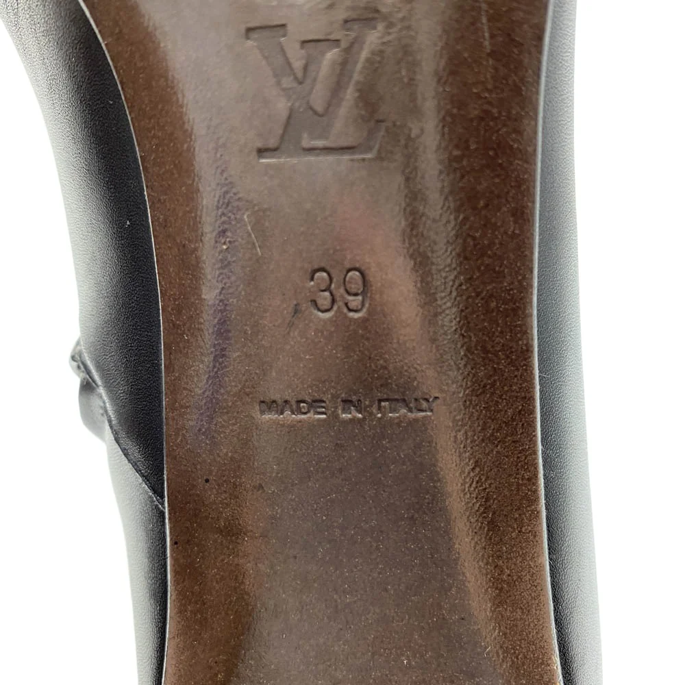 LOUIS VUITTON ルイ・ヴィトン レザー サイドジップ ヒールブーツ ショートブーツ 靴 シューズ ブラック系 39【中古】 - Image 7