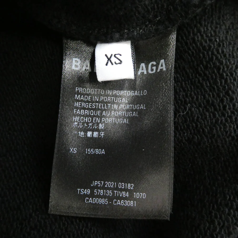 BALENCIAGA バレンシアガ 578135 TIV84 Logo Medium Fit Hoodie ロゴ プリント プルオーバー フーディー パーカー ブラック系 XS【美品】【中古】 - Image 6