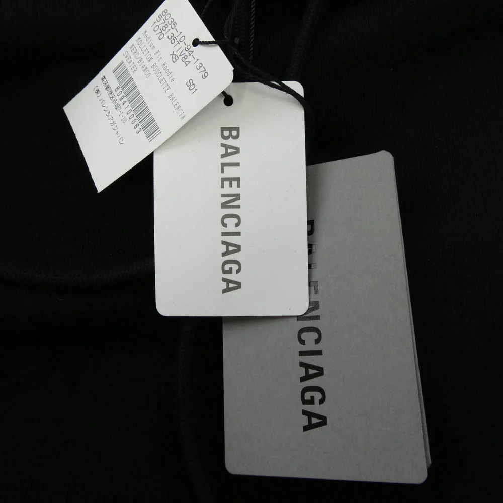 BALENCIAGA バレンシアガ 578135 TIV84 Logo Medium Fit Hoodie ロゴ プリント プルオーバー フーディー パーカー ブラック系 XS【美品】【中古】 - Image 7