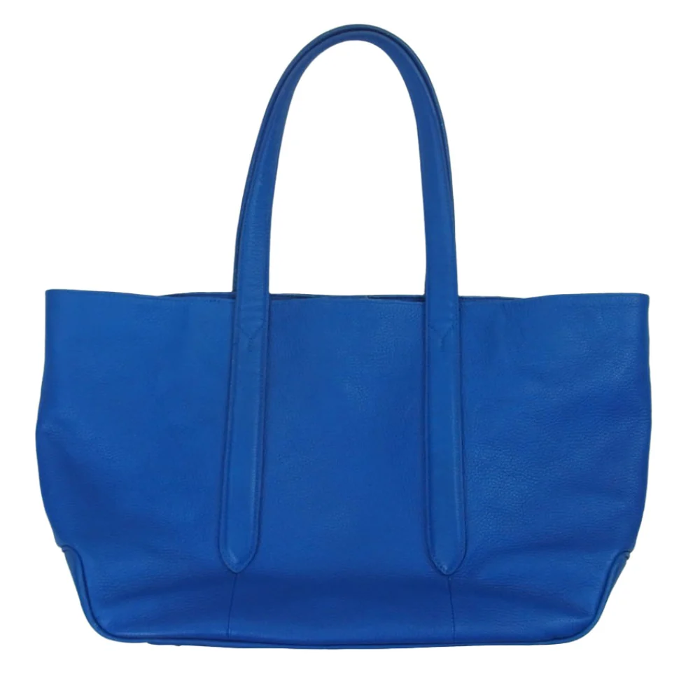 PELLE MORBIDA ペッレモルビダ レザー トート バッグ ブルー系【中古】