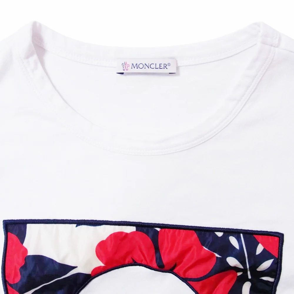 MONCLER モンクレール E10918044750 MAGLIA ハイビスカス マグリア クルーネック 半袖Tシャツ ホワイト系 S【中古】 - Image 3