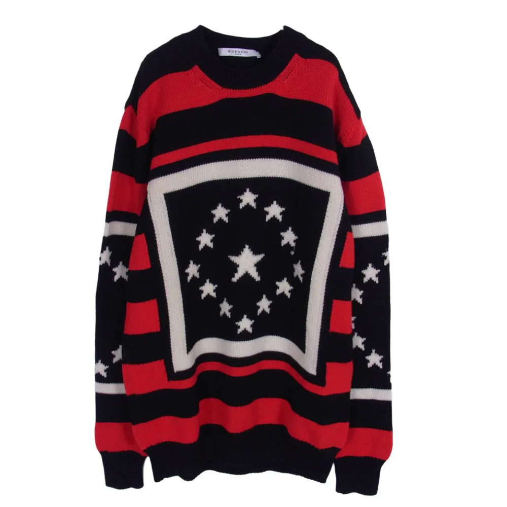 GIVENCHY ジバンシィ 17AW 17F 7604 524 スター クルーネック ニット セーター ブラック系 M【中古】