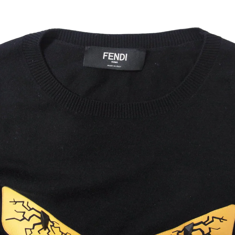 FENDI フェンディ FZZ379 A2N2 バッグバグズ カシミヤ混 ハイゲージ ニット セーター ブラック系 48【中古】 - Image 3