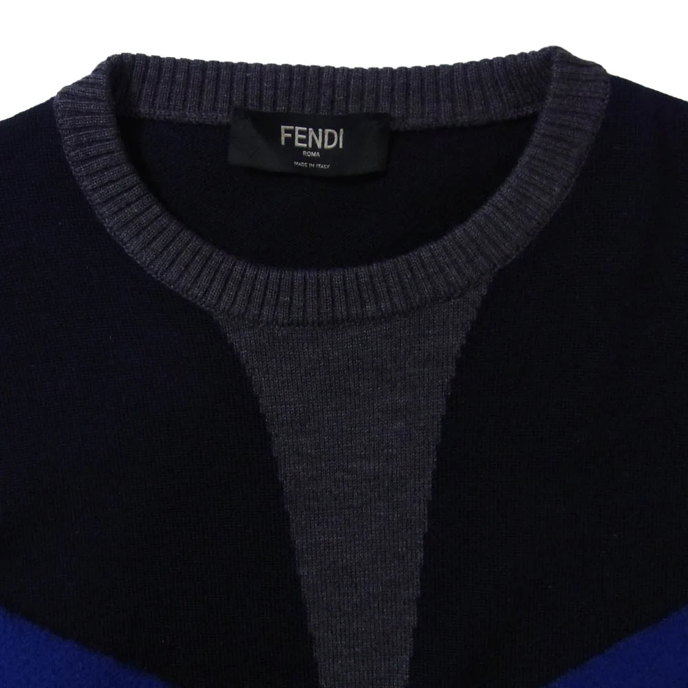 FENDI フェンディ バッグバグズ ウール ハイゲージ ニット セーター ネイビー系 48【中古】 - Image 3