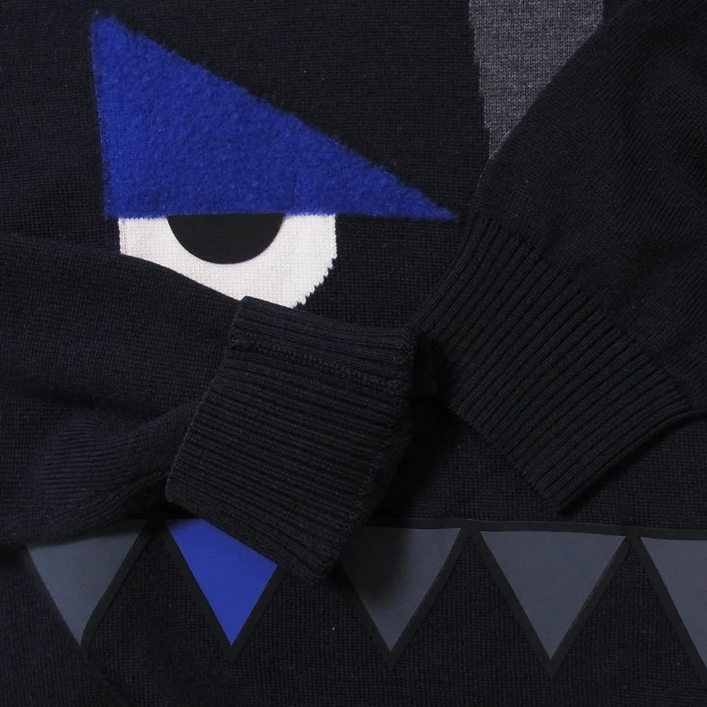 FENDI フェンディ バッグバグズ ウール ハイゲージ ニット セーター ネイビー系 48【中古】 - Image 4