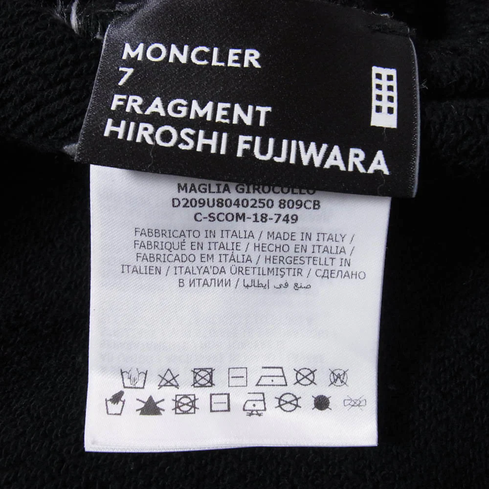 MONCLER モンクレール 18AW D209U8040250 × FRAGMENT DESIGN MAGLIA フラグメント マグリア クルーネックスウェット ブラック系 S【中古】 - Image 6