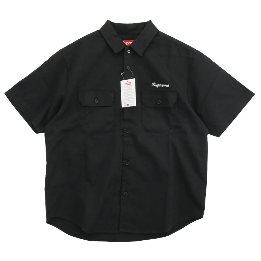 Supreme シュプリーム 25SS Rhinestone Pin Up S/S Work Shirt ラインストーン ピンナップ 半袖 ワーク シャツ ブラック系 S【新古品】【未使用】【中古】