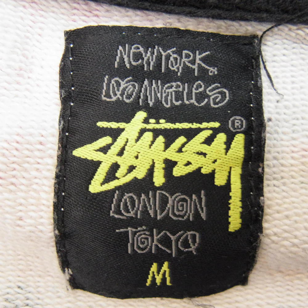 STUSSY ステューシー ロゴプリント総柄 フルジップ パーカー フーディー ホワイト系 M【中古】 - Image 5
