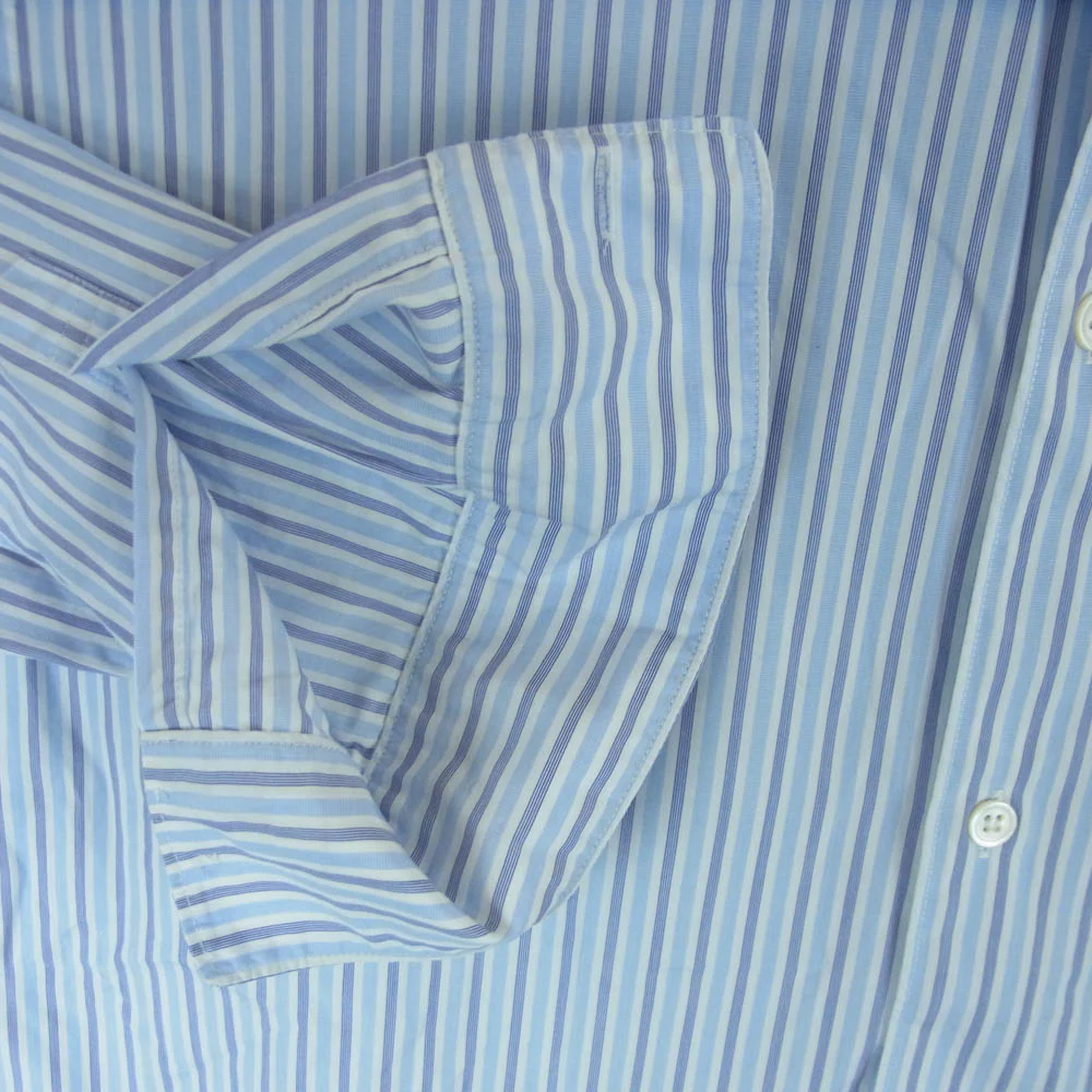 COMME des GARCONS コムデギャルソン OT-B003 SHIRT シャツ チェックレイヤード ポケット付き ストライプ 長袖 ロング シャツ ライトブルー系 ホワイト系 L【中古】 - Image 4