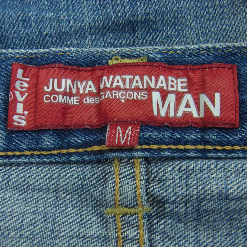 JUNYA WATANABE COMME des GARCONS MAN ジュンヤワタナベコムデギャルソンマン 20SS WE-P204 Wネーム ダメージ加工 リペア加工 501XX ストレート デニム パンツ インディゴブルー系 M【中古】 - Image 4