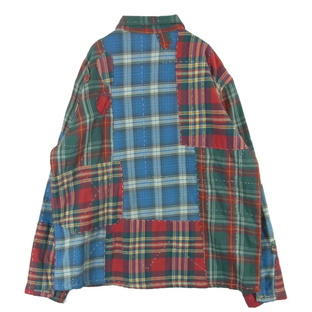 POLO RALPH LAUREN ポロ・ラルフローレン 26SS パッチワーク チェック フランネル オーバー シャツ ジャケット レッド系 ブルー系 グリーン系 XL【美品】【中古】 - Image 2