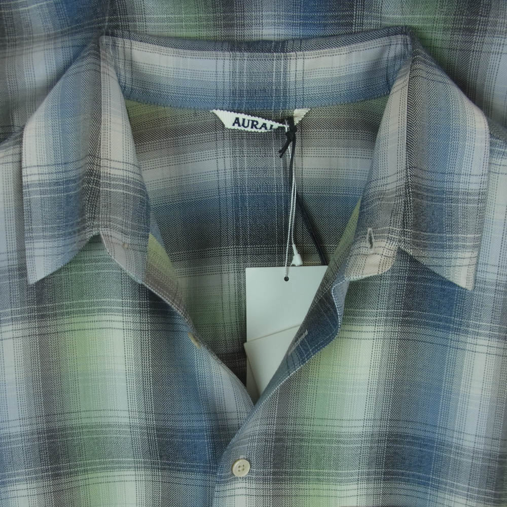 AURALEE オーラリー 25AW A25AS01LC SUPER LIGHT WOOL CHECK スーパー ライトウール チェック 長袖 シャツ グレー系 ライトブルー系 ライトグリーン系 5【新古品】【未使用】【中古】 - Image 3