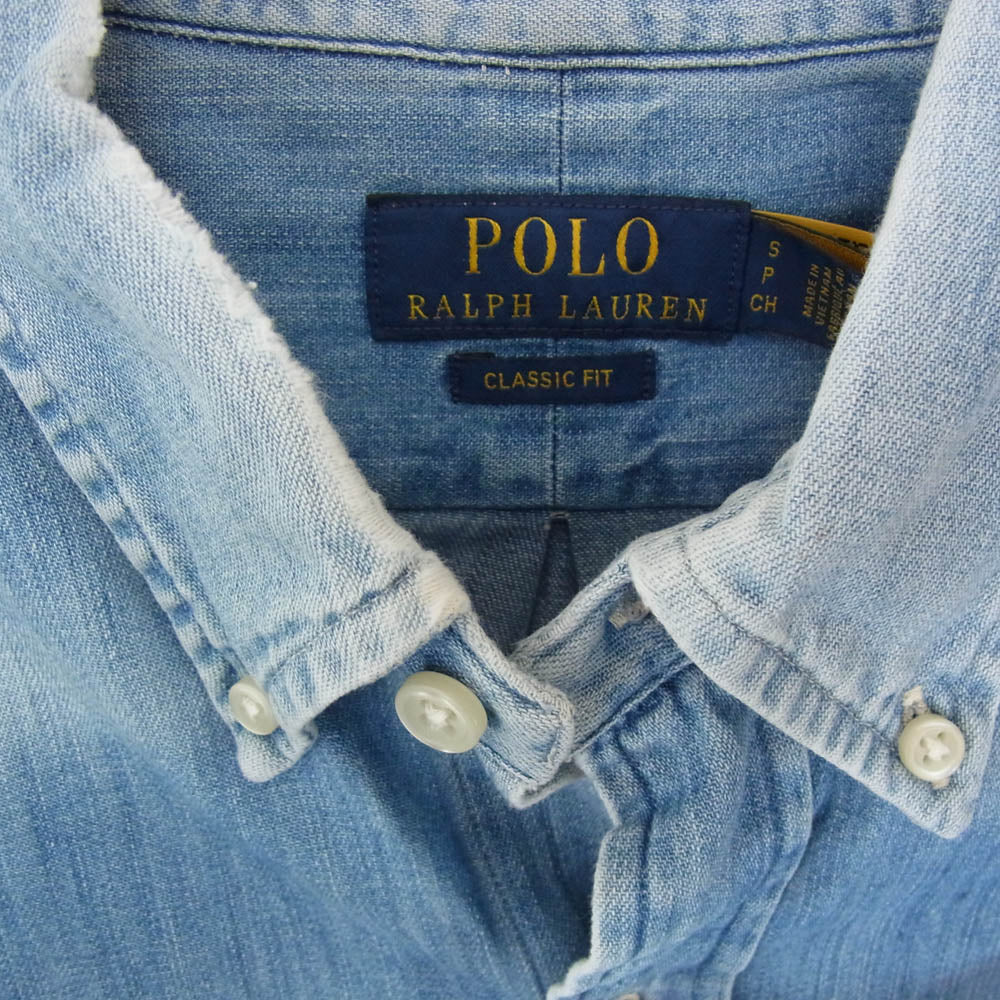 POLO RALPH LAUREN ポロ・ラルフローレン ボタンダウン BD デニム シャツ インディゴブルー系 S【中古】 - Image 3