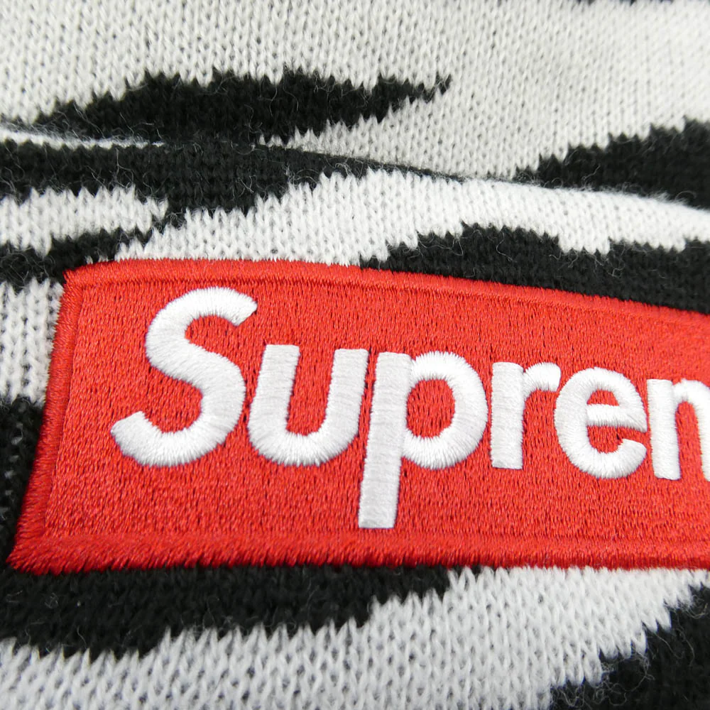 Supreme シュプリーム 22AW Box Logo Beanie Zebra ボックスロゴ ビーニー ゼブラ ニットキャップ ニット帽 ブラック系 ホワイト系【中古】 - Image 4