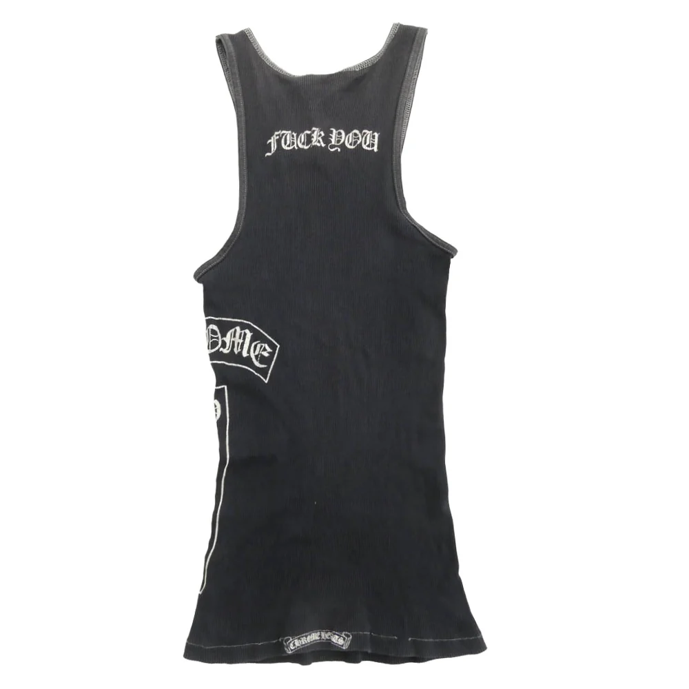 CHROME HEARTS クロムハーツ(原本無) オールド RIB TANK FUCK YOU クロス ロゴ コットン タンクトップ グレー系 S【中古】 - Image 2