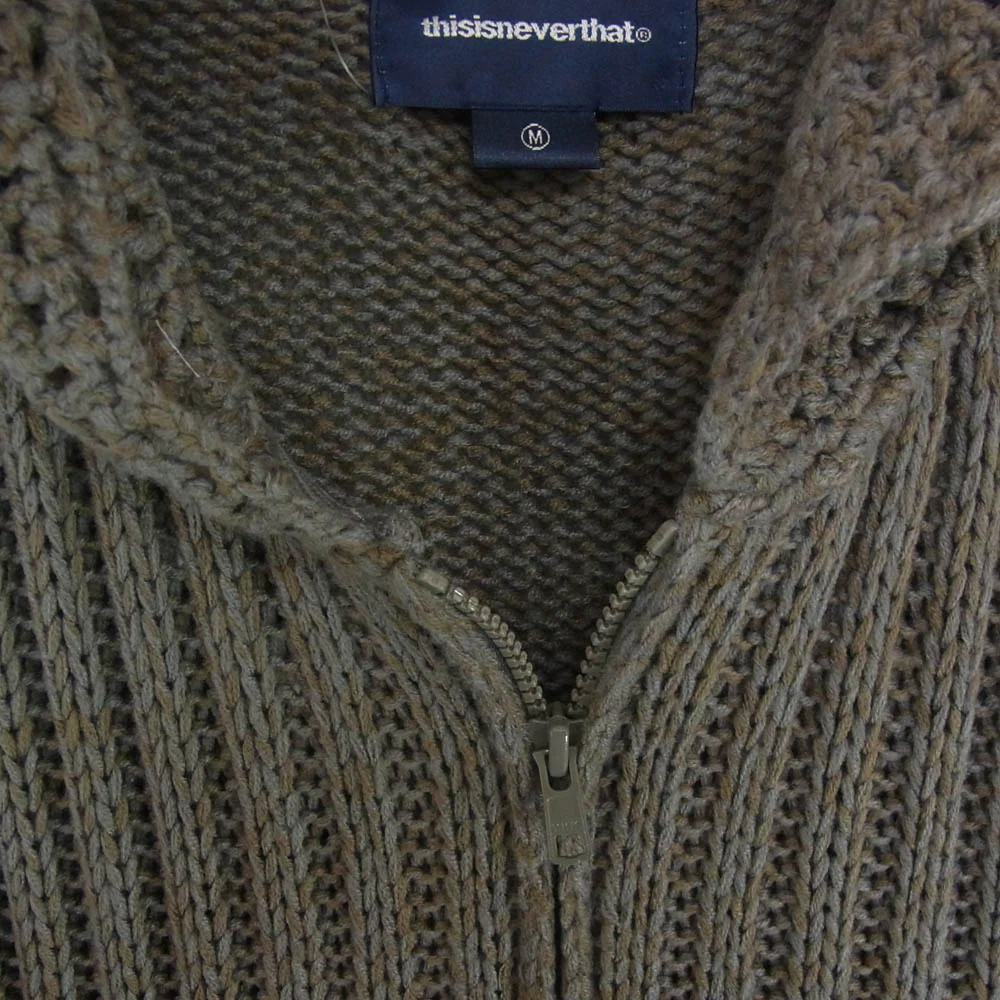 ディスイズネバーザット TN253KKNZK02 Crochet Knit Zip Up Hoodie ニット ジップアップ パーカー フーディー グレー系 M【中古】 - Image 3