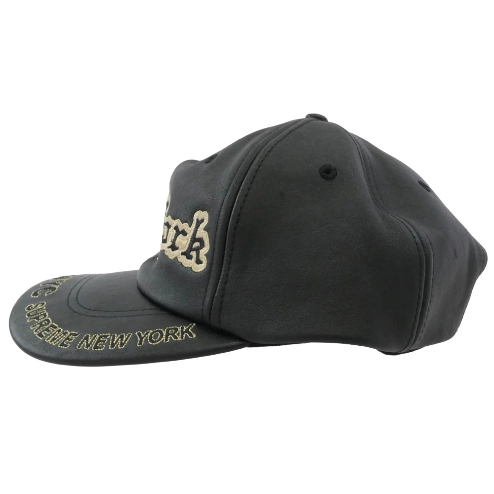 Supreme シュプリーム 25AW New York Leather 6-Panel ニューヨーク レザー 6パネル キャップ 帽子 ブラック系 ゴールド系【美品】【中古】 - Image 2