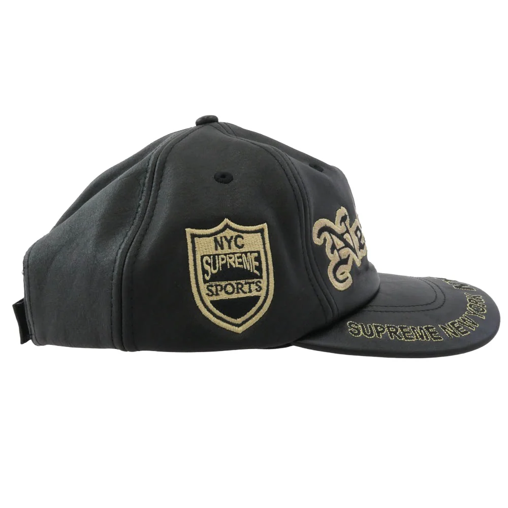 Supreme シュプリーム 25AW New York Leather 6-Panel ニューヨーク レザー 6パネル キャップ 帽子 ブラック系 ゴールド系【美品】【中古】 - Image 3