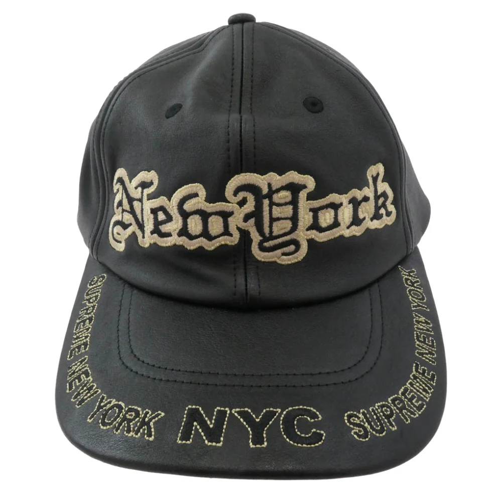 Supreme シュプリーム 25AW New York Leather 6-Panel ニューヨーク レザー 6パネル キャップ 帽子 ブラック系 ゴールド系【美品】【中古】 - Image 5