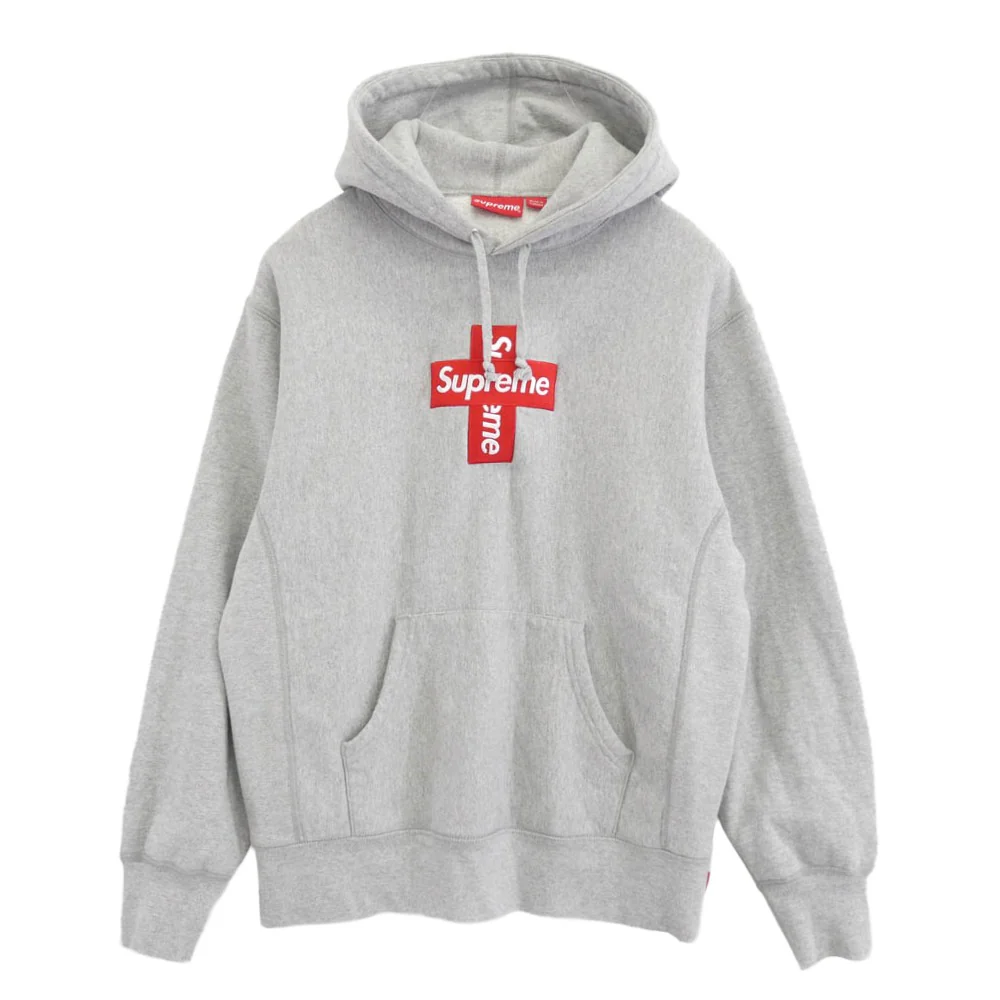 Supreme シュプリーム 20AW Cross Box Logo Hooded Sweatshirt クロス ボックスロゴ フーデッド スウェット シャツ プルオーバー パーカー グレー系 S【中古】