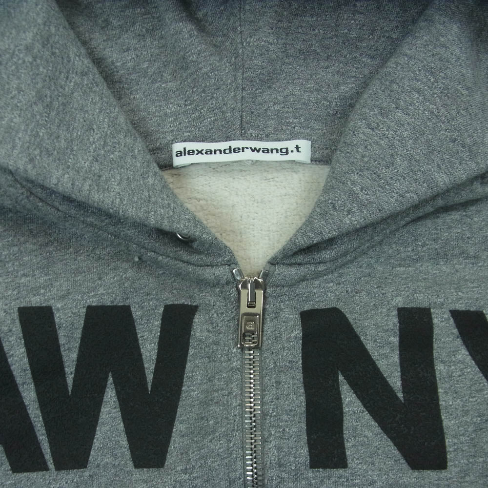 Alexander Wang アレキサンダーワン 4CC2251553 Graphic Deconstructed Cropped Hoodie デコンストラクト クロップド ジップ フーディー パーカー グレー系 XS【中古】 - Image 3
