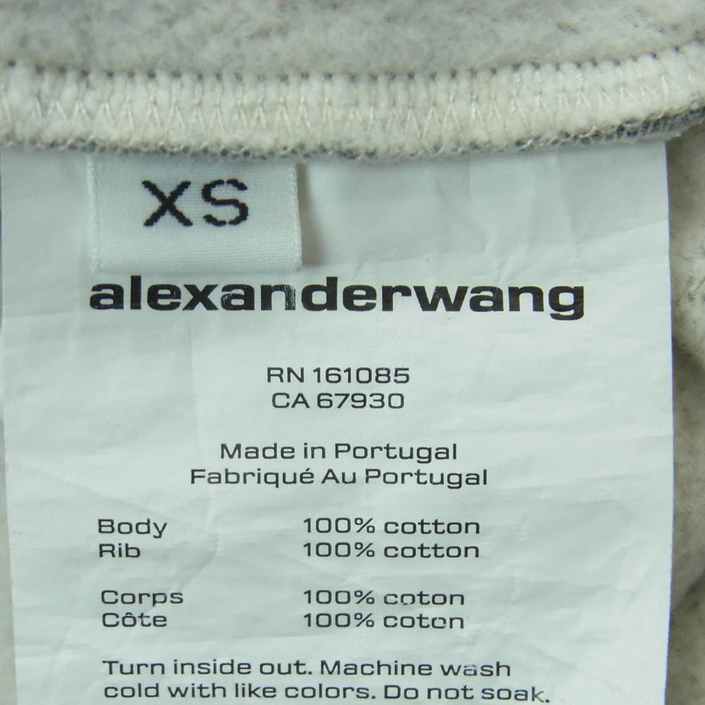 Alexander Wang アレキサンダーワン 4CC2251553 Graphic Deconstructed Cropped Hoodie デコンストラクト クロップド ジップ フーディー パーカー グレー系 XS【中古】 - Image 6