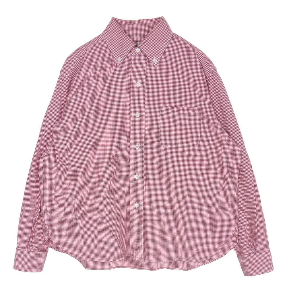ザムラーシャツメイカーズ 長袖 ボタンダウン ギンガムチェック シャツ レッド系 XS【中古】
