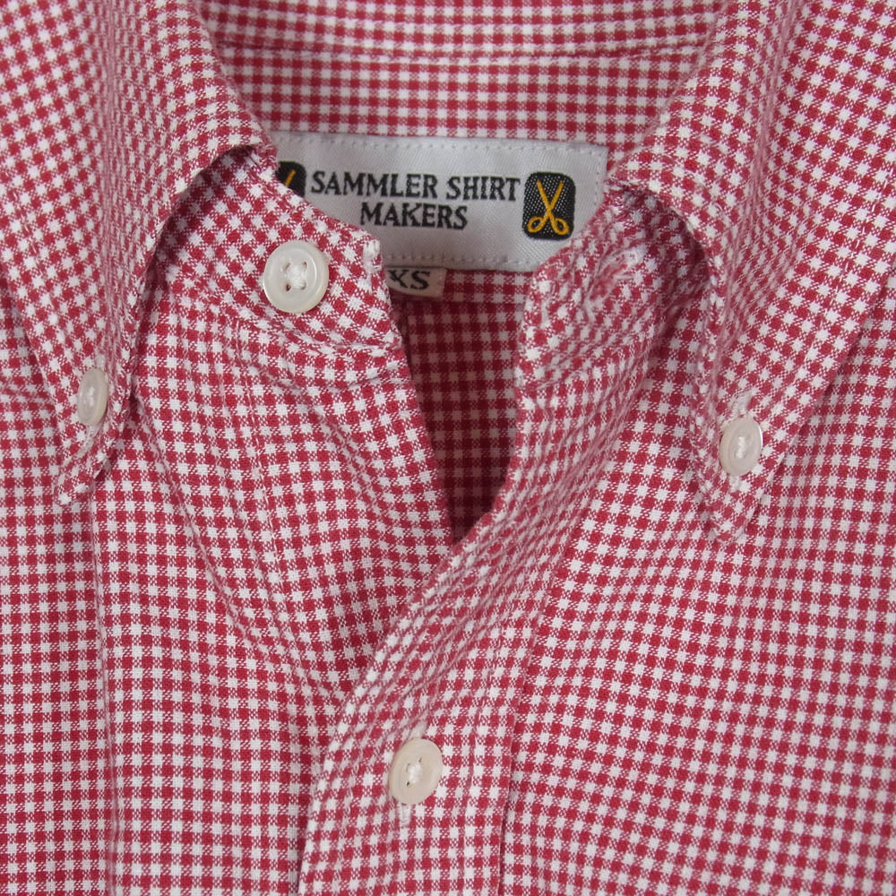ザムラーシャツメイカーズ 長袖 ボタンダウン ギンガムチェック シャツ レッド系 XS【中古】 - Image 3