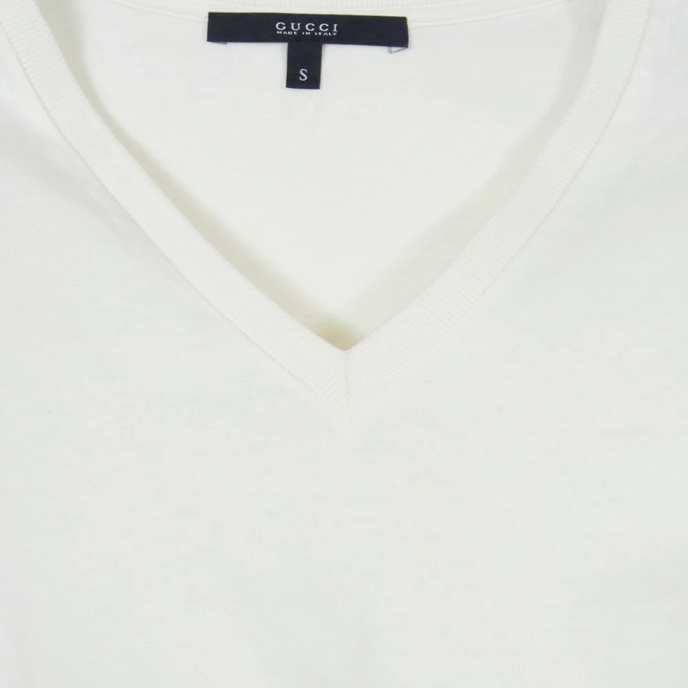 GUCCI グッチ 269121 X3431 シェリーライン コットン vネック Tシャツ 半袖カットソー ホワイト系 S【中古】 - Image 3
