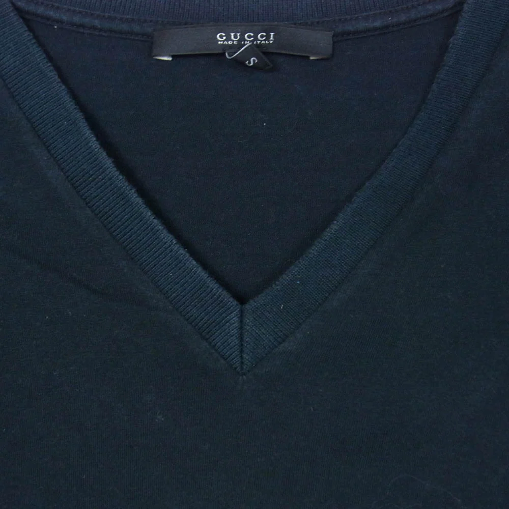 GUCCI グッチ 269121 X3431 シェリーライン コットン vネック Tシャツ 半袖カットソー ネイビー系 S【中古】 - Image 3