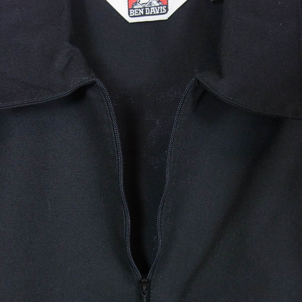 BEN DAVIS ベンデイビス 90s USAS製 question marks the store プリント ハーフジップ 半袖 ワーク シャツ ブラック系 M【中古】 - Image 3