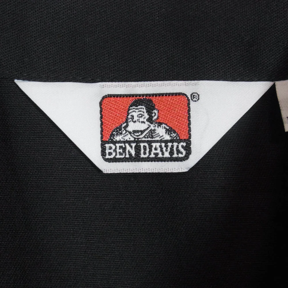 BEN DAVIS ベンデイビス 90s USAS製 question marks the store プリント ハーフジップ 半袖 ワーク シャツ ブラック系 M【中古】 - Image 4