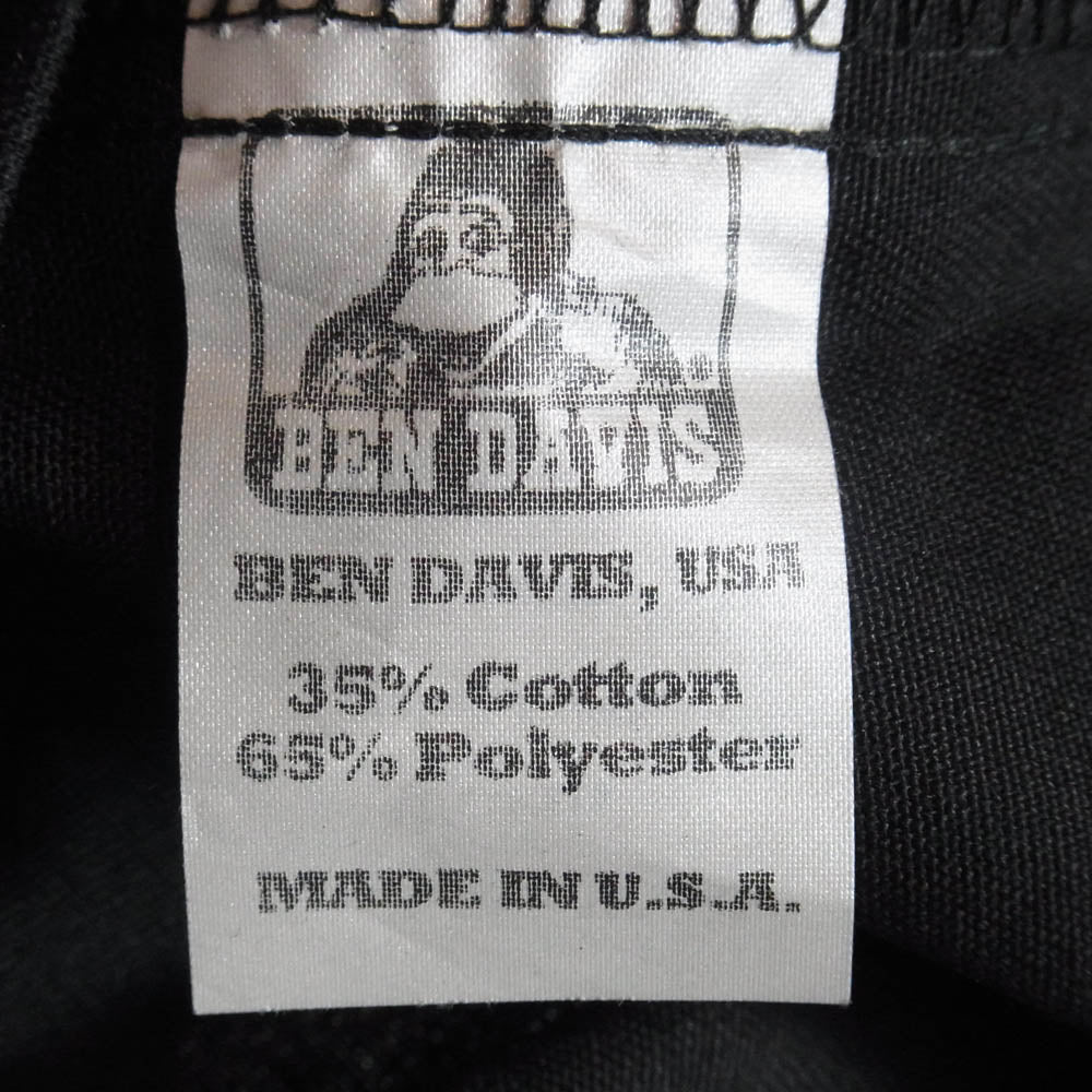 BEN DAVIS ベンデイビス 90s USAS製 question marks the store プリント ハーフジップ 半袖 ワーク シャツ ブラック系 M【中古】 - Image 5