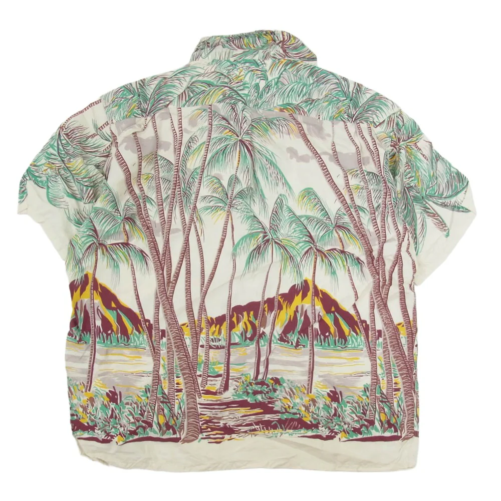 SUN SURF サンサーフ DK36202 DUKE KAHANAMOKU デュークカハナモク SP スペシャル COCONUT PALMS & DIAMOND HEAD アロハ ハワイアン 半袖 シャツ ホワイト系 L【中古】 - Image 2