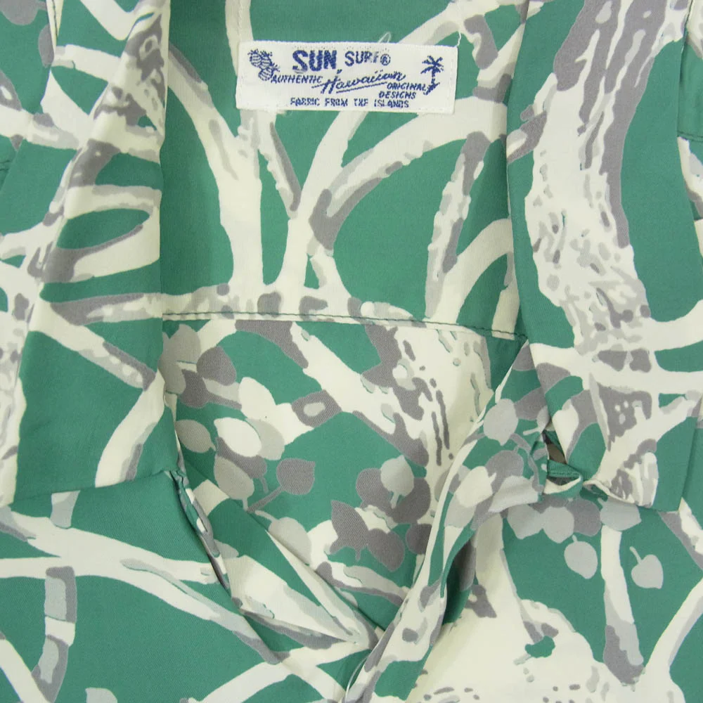 SUN SURF サンサーフ SS36018 BANYAN TREE バニアンツリー アロハ ハワイアン 半袖 シャツ グリーン系 M【中古】 - Image 3