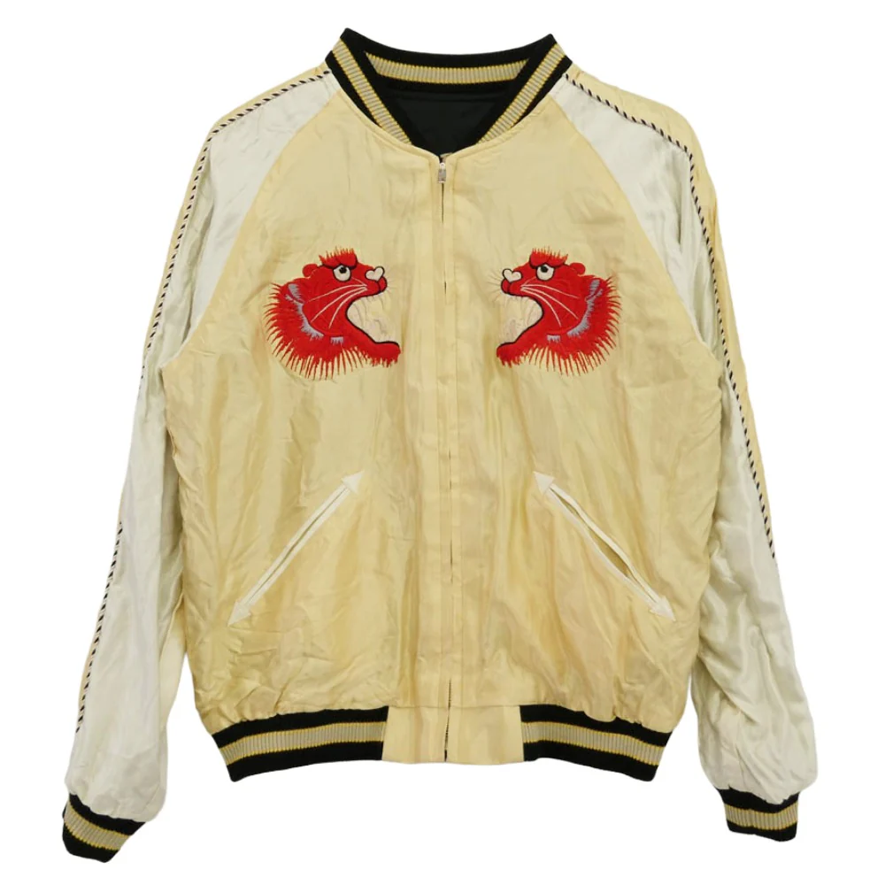 TAILOR TOYO テイラー東洋 TT15273 RED TIGER × GOLD DRAGON 赤虎 金龍 リバーシブル アセテート スカジャン スーベニア ジャケット ブラック系 ライトイエロー系 L【中古】