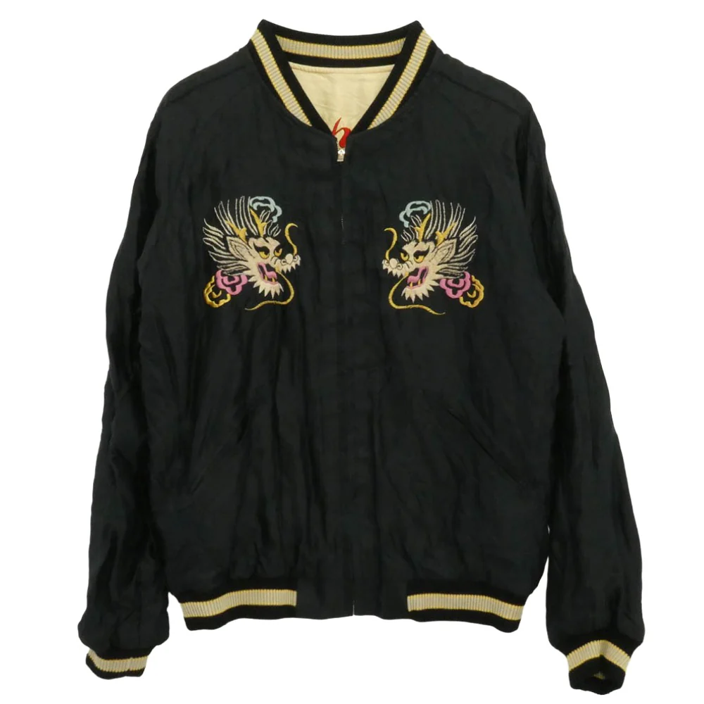 TAILOR TOYO テイラー東洋 TT15273 RED TIGER × GOLD DRAGON 赤虎 金龍 リバーシブル アセテート スカジャン スーベニア ジャケット ブラック系 ライトイエロー系 L【中古】 - Image 3