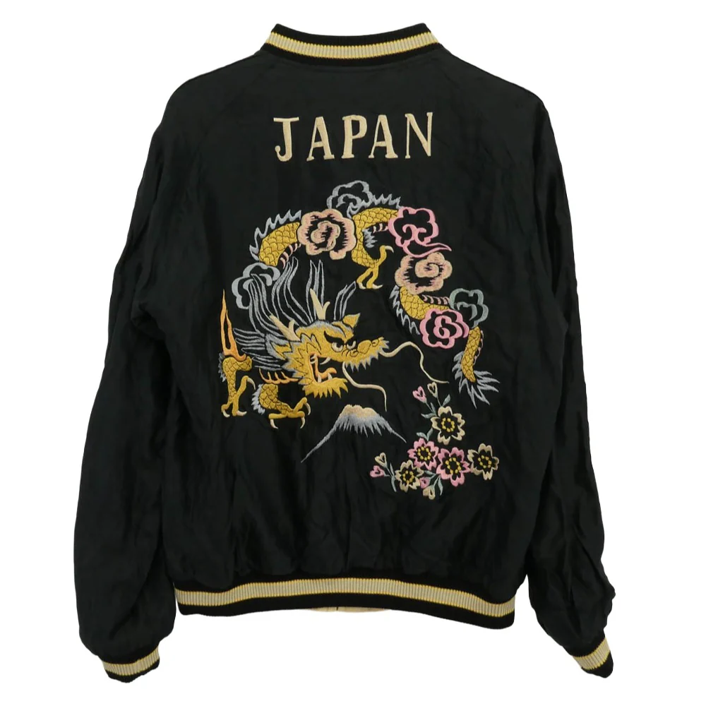 TAILOR TOYO テイラー東洋 TT15273 RED TIGER × GOLD DRAGON 赤虎 金龍 リバーシブル アセテート スカジャン スーベニア ジャケット ブラック系 ライトイエロー系 L【中古】 - Image 4