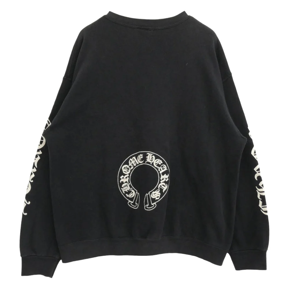 CHROME HEARTS クロムハーツ(原本無) 90s OLD LOGO HORSESHOE オールド バックホースシュー 袖ロゴ アームロゴプリント クルーネック スウェット ブラック系 L【中古】 - Image 2