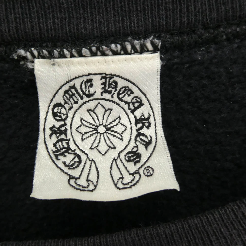 CHROME HEARTS クロムハーツ(原本無) 90s OLD LOGO HORSESHOE オールド バックホースシュー 袖ロゴ アームロゴプリント クルーネック スウェット ブラック系 L【中古】 - Image 5
