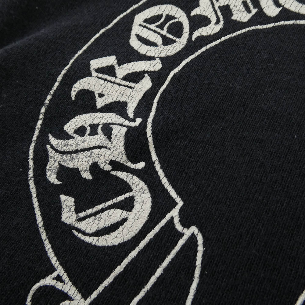 CHROME HEARTS クロムハーツ(原本無) 90s OLD LOGO HORSESHOE オールド バックホースシュー 袖ロゴ アームロゴプリント クルーネック スウェット ブラック系 L【中古】 - Image 9