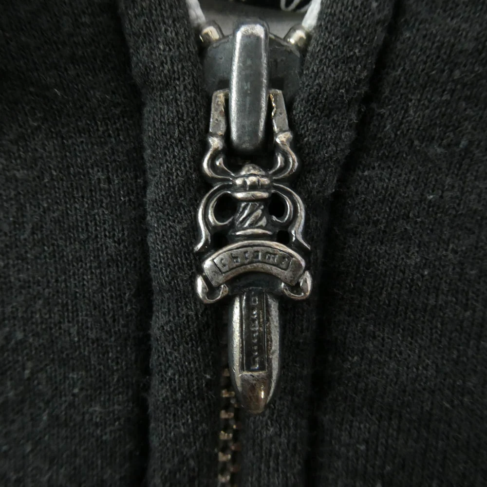 CHROME HEARTS クロムハーツ（原本無） OLD HORSESHOE HOODIE 裏地サーマル オールド ファックユー バックロゴ プルオーバー パーカー ブラック系【中古】 - Image 7